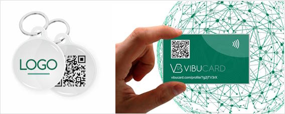 vibucard qr anhaenger und card hand